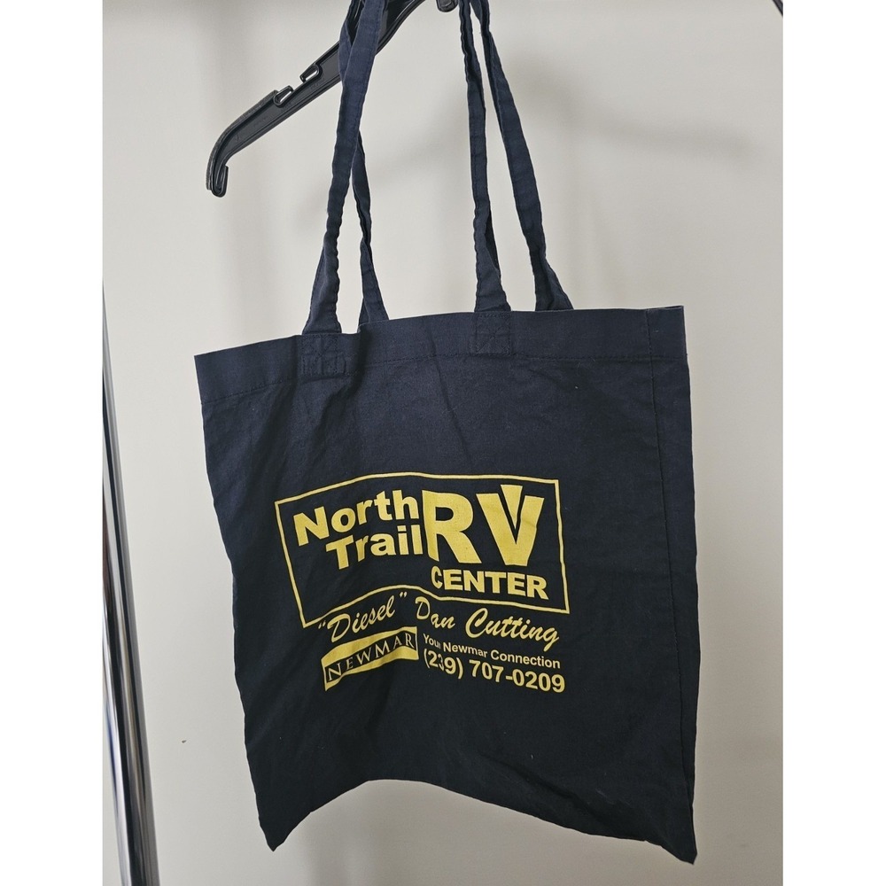 Northβ Trail RV Center Tote Bag Navy Blue Canvas Diesel Dan Cutting Newmar Promo